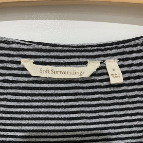 Soft Surroundings | Leah Layered Dress Gray Stripe Short Sleeve- Size Small - Picture 5 of 8